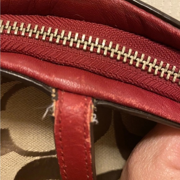 Coach Red and Brown Signature Tote - Picture 6 of 16